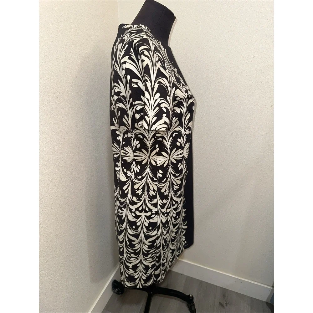 Tory Burch NWT Symphony Brushstroke Print A Line Sheath‎ Dress Stretch Sz M Gray